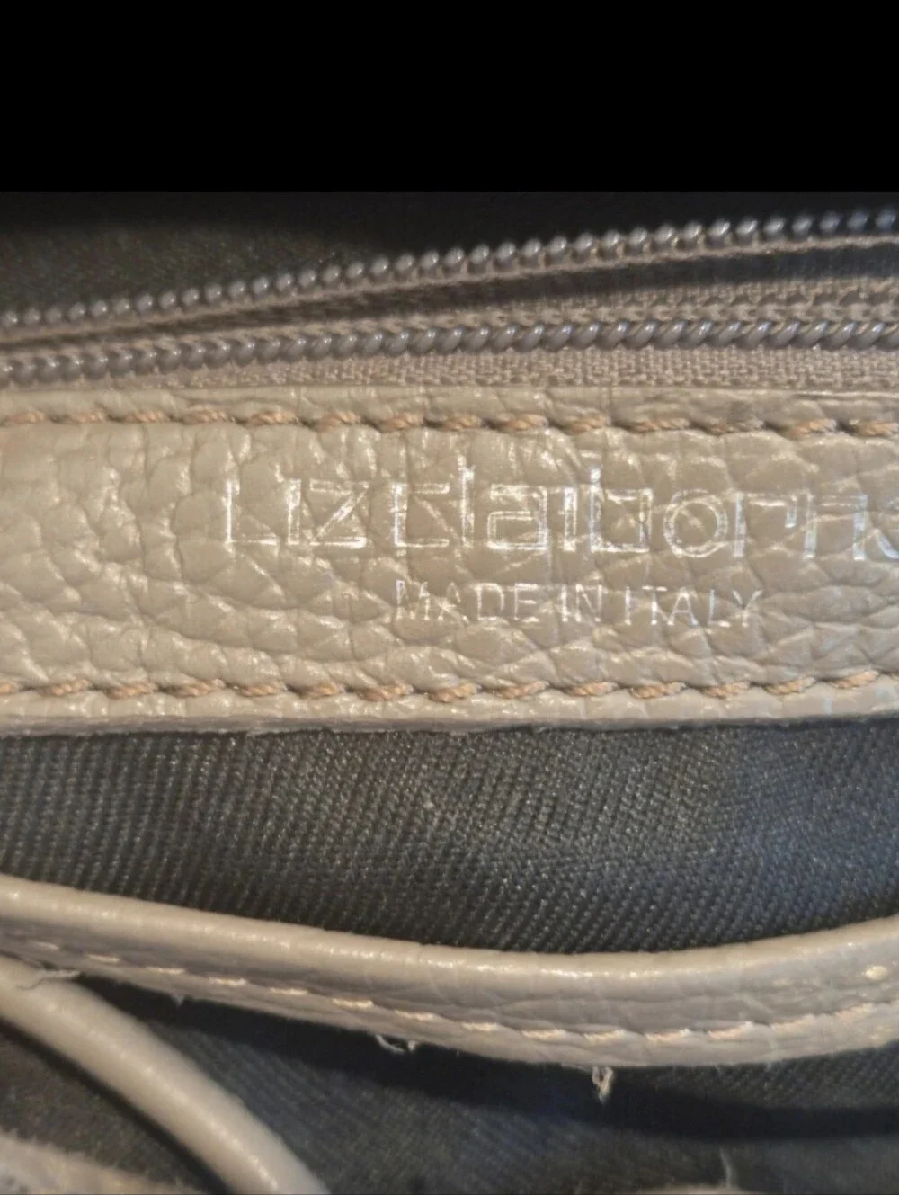 Liz Claiborne Italian Leather Tote Shoulder Bag Taupe Carryall.